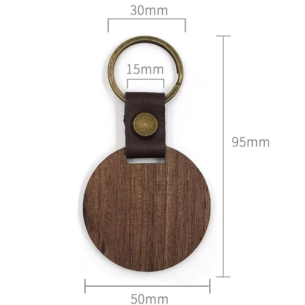 Wooden Logo Key Chain - Round