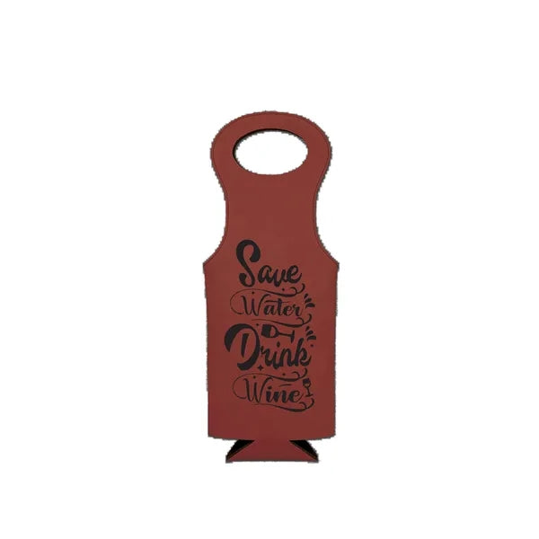 Laser Engraved Leatherette Wine Bag