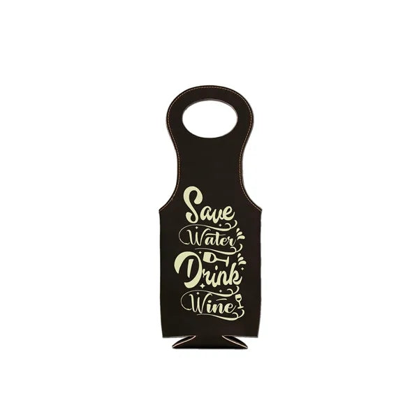 Laser Engraved Leatherette Wine Bag