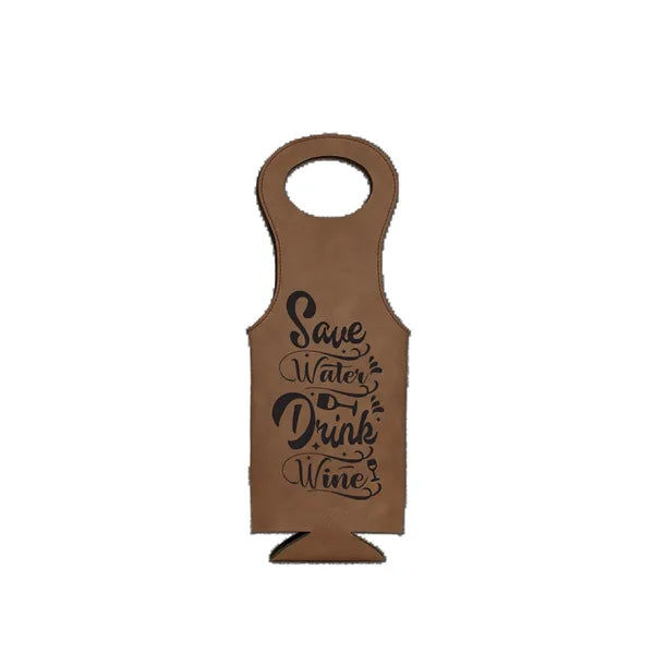 Laser Engraved Leatherette Wine Bag
