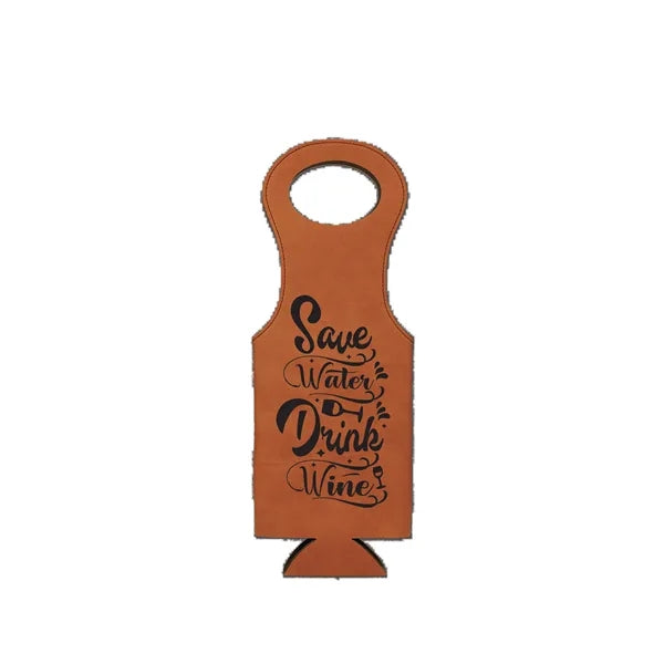 Laser Engraved Leatherette Wine Bag