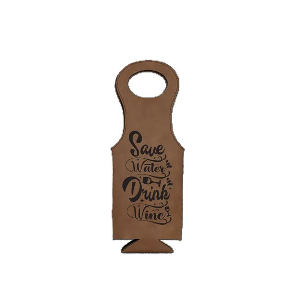 Laser Engraved Leatherette Wine Bag
