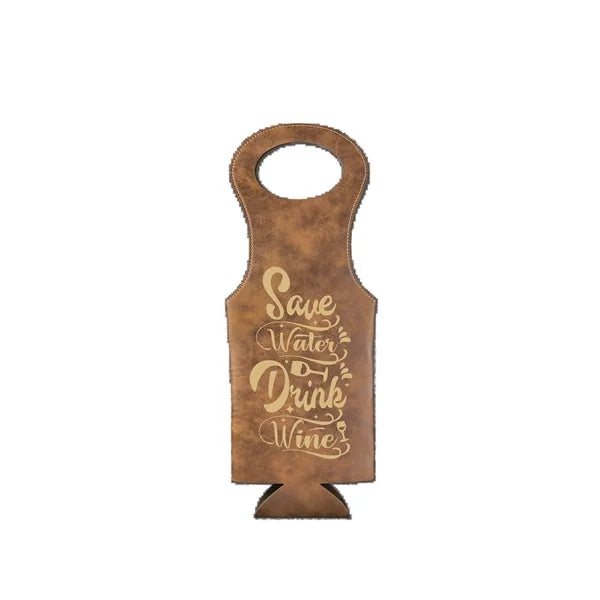 Laser Engraved Leatherette Wine Bag