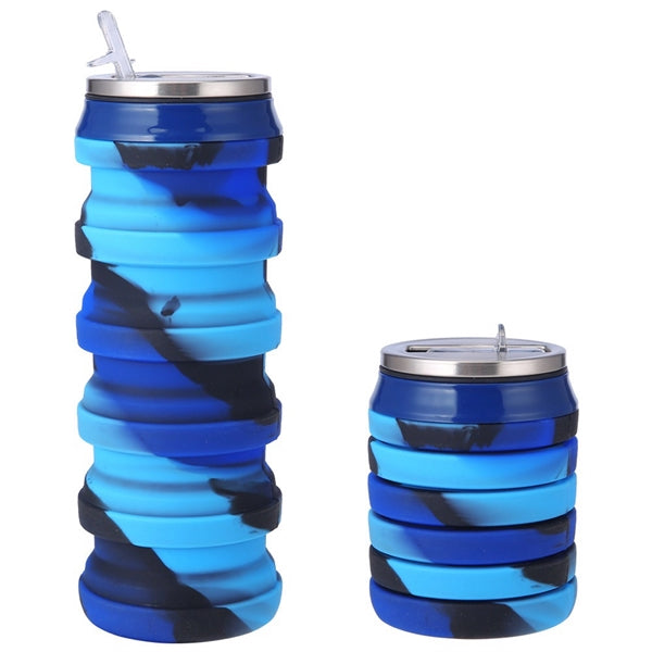 16 Oz. Silicone Collapsible Bottle with Drinking Lid