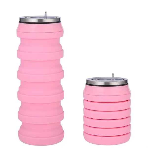 16 Oz. Silicone Collapsible Bottle with Drinking Lid