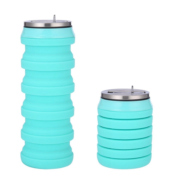 16 Oz. Silicone Collapsible Bottle with Drinking Lid