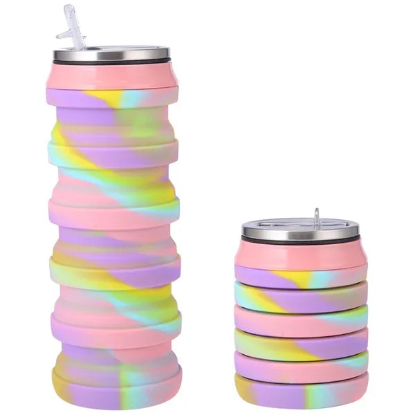 16 Oz. Silicone Collapsible Bottle with Drinking Lid