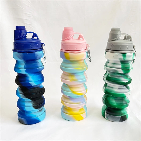 17 Oz. Rainbow Silicone Collapsible Sport Water Bottle