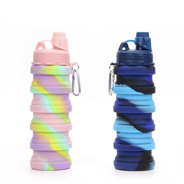 17 Oz. Rainbow Silicone Collapsible Sport Water Bottle
