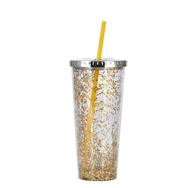 24oz Glitter Tumblers with Straws