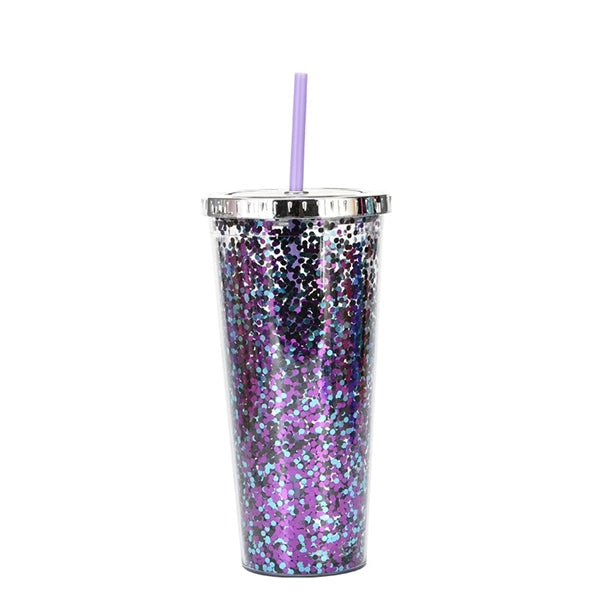 24oz Glitter Tumblers with Straws