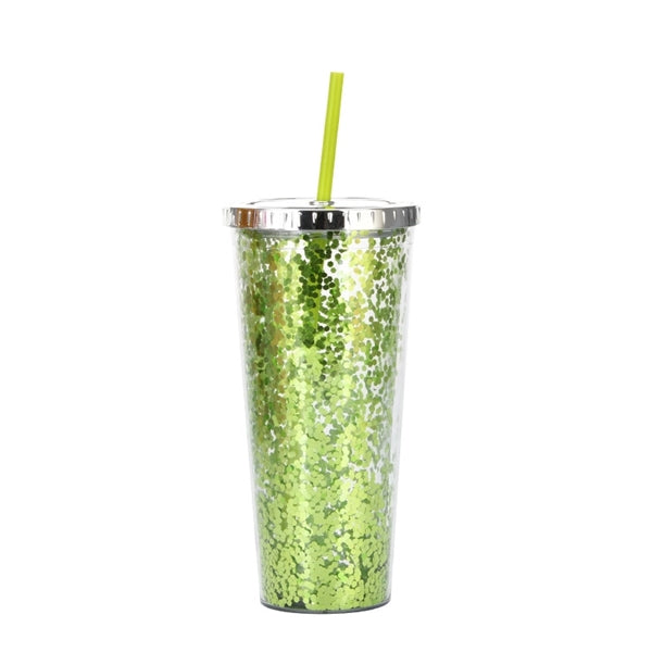 24oz Glitter Tumblers with Straws
