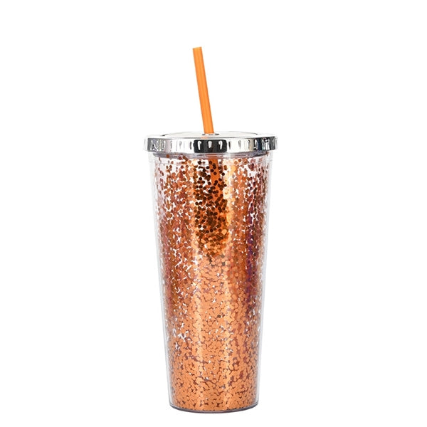 24oz Glitter Tumblers with Straws