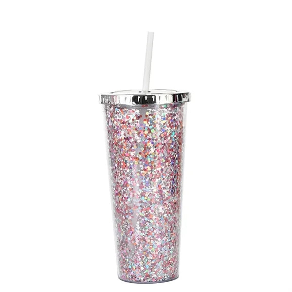 24oz Glitter Tumblers with Straws