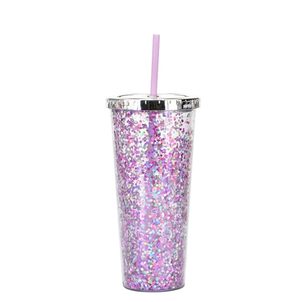 24oz Glitter Tumblers with Straws