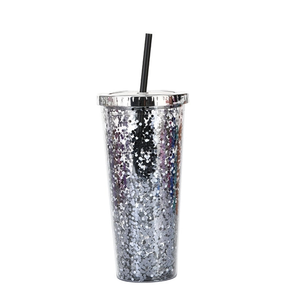 24oz Glitter Tumblers with Straws