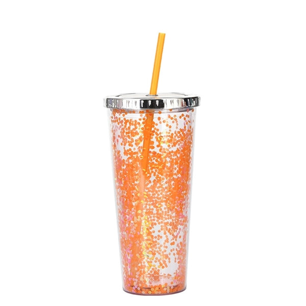 24oz Glitter Tumblers with Straws