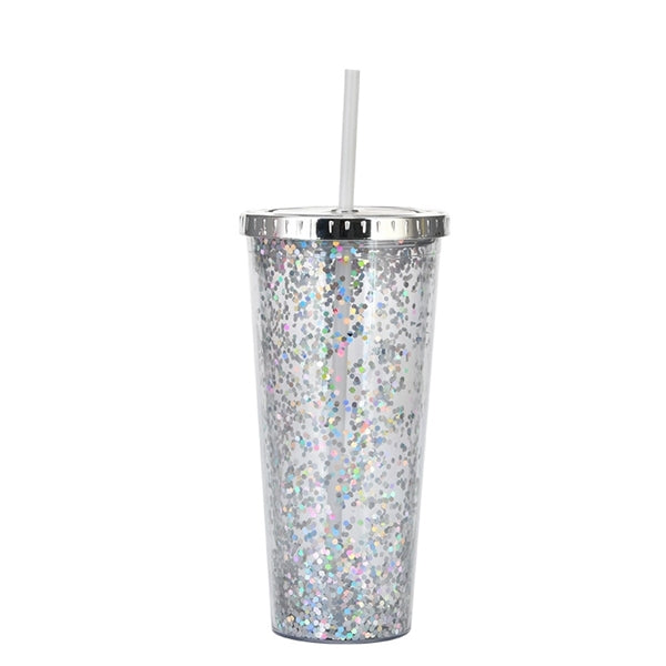 24oz Glitter Tumblers with Straws