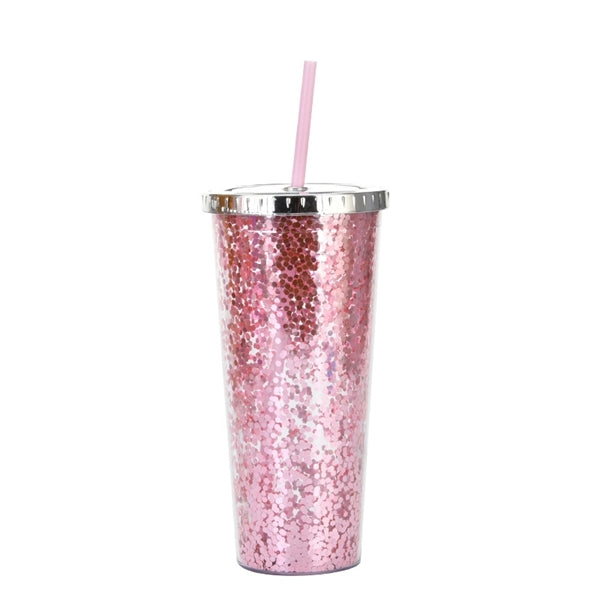 24oz Glitter Tumblers with Straws