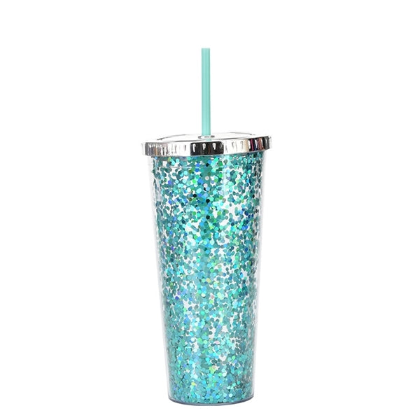 24oz Glitter Tumblers with Straws