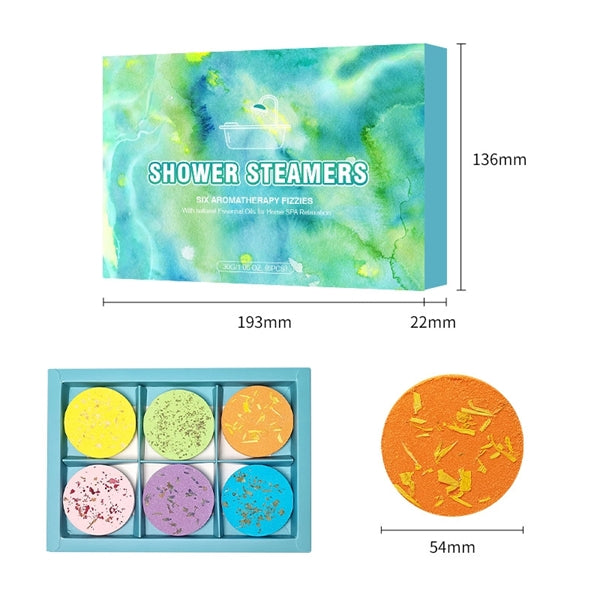 Pack of 6 Shower Bombs with Essential Oils.