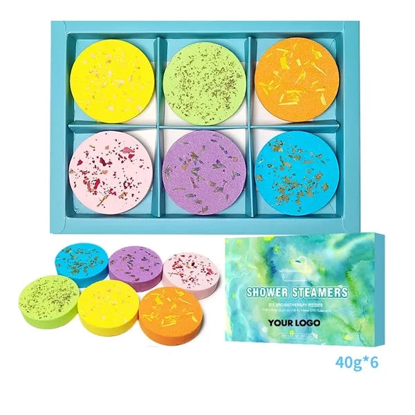 Pack of 6 Shower Bombs with Essential Oils.