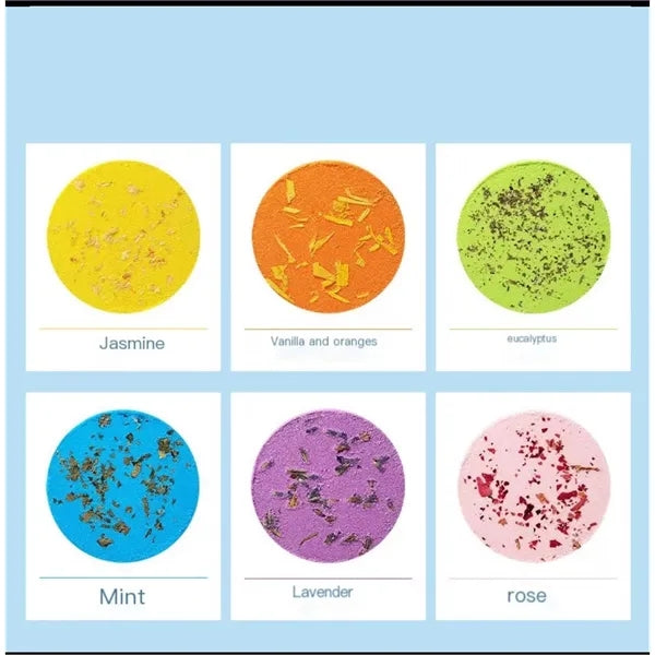 Pack of 6 Shower Bombs with Essential Oils.