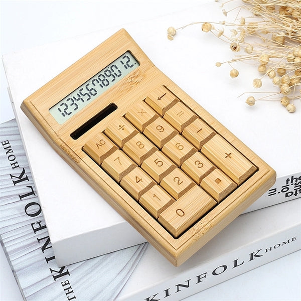 Natural Bamboo Wooden Solar Calculator