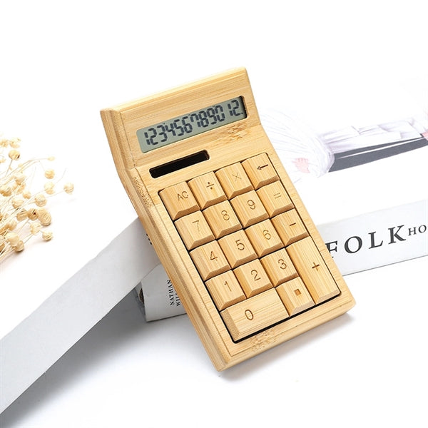 Natural Bamboo Wooden Solar Calculator