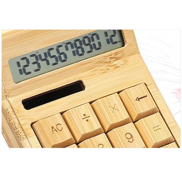 Natural Bamboo Wooden Solar Calculator