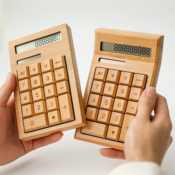 Natural Bamboo Wooden Solar Calculator