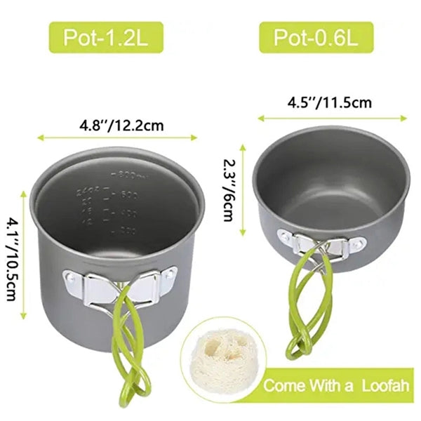 5Pcs Lightweight Camping Cookware Mess Kit