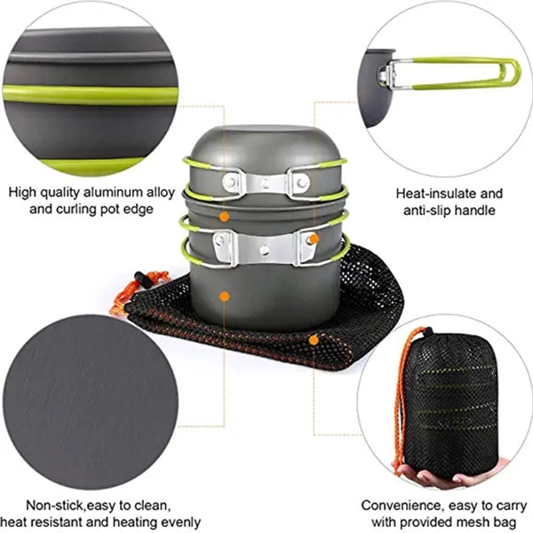 5Pcs Lightweight Camping Cookware Mess Kit