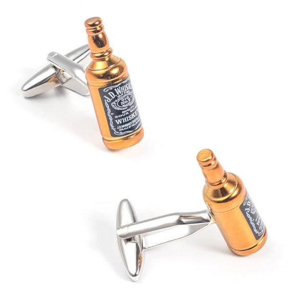 Golden Whisky bottle styling Metal cufflinks Men ' s shirt
