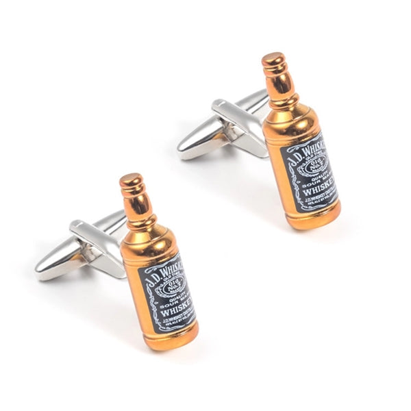 Golden Whisky bottle styling Metal cufflinks Men ' s shirt