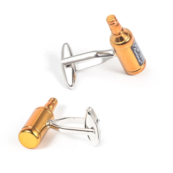 Golden Whisky bottle styling Metal cufflinks Men ' s shirt