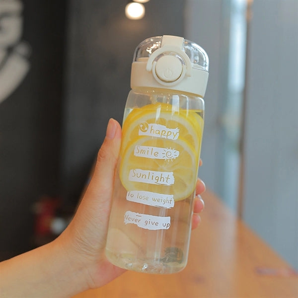 15oz Clear plastic straw water bottle with handle