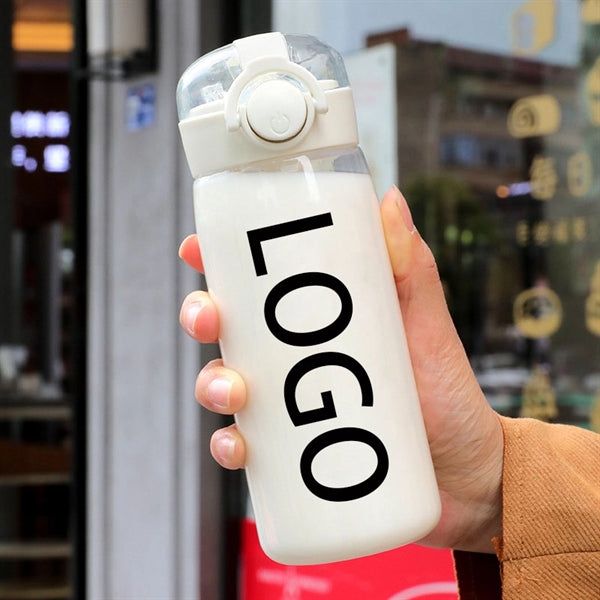 15oz Clear plastic straw water bottle with handle