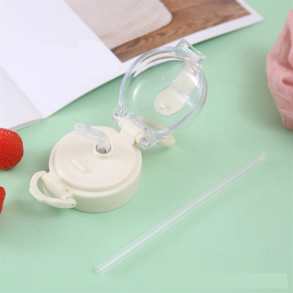 15oz Clear plastic straw water bottle with handle