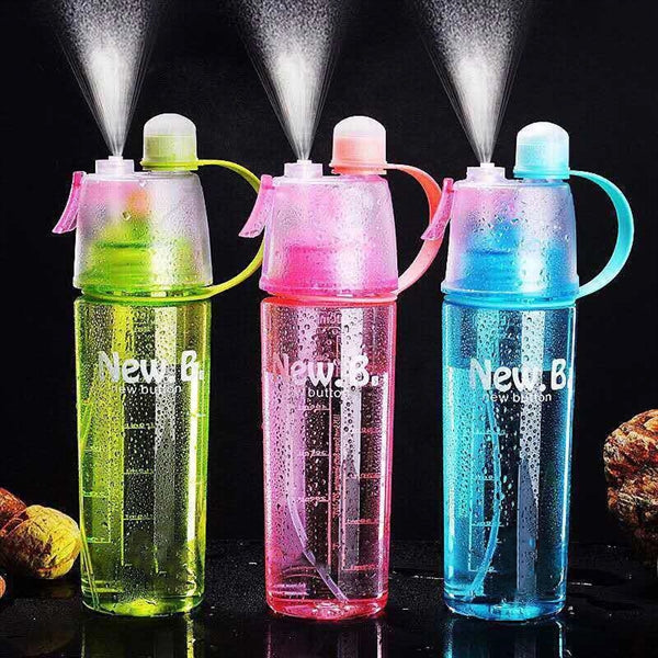 20oz plastic spray water bottle with handle and time marker