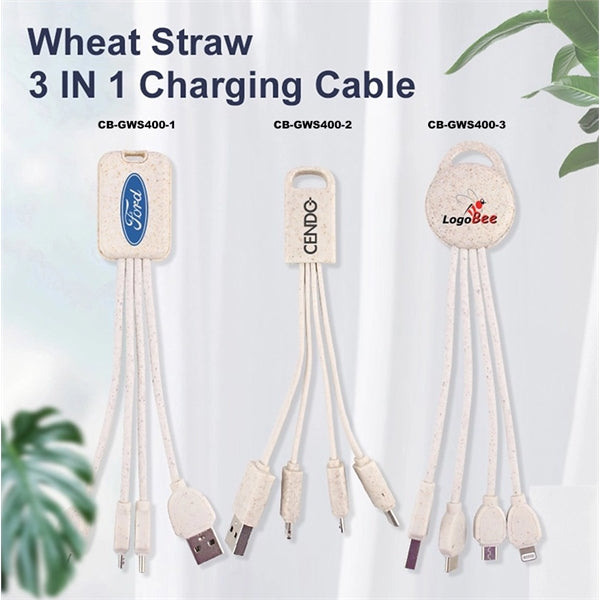 Eco Friendly Wheat Straw 4 In 1 Charging Cable With Type C
