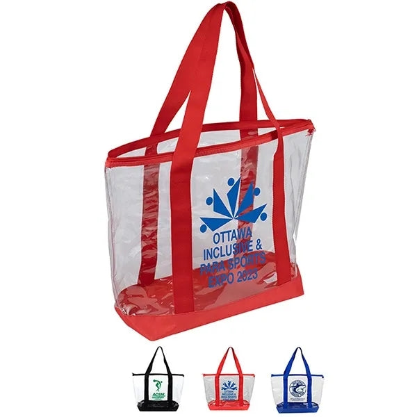 Gusset - "BONDI" Jumbo Clear Zippered Tote Bag