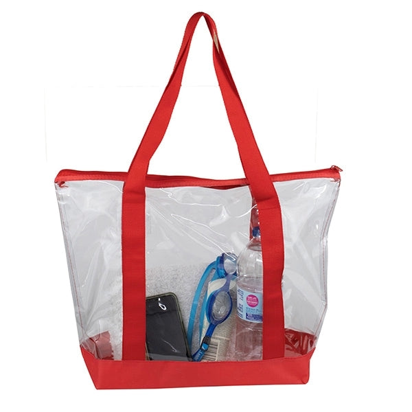 Gusset - "BONDI" Jumbo Clear Zippered Tote Bag