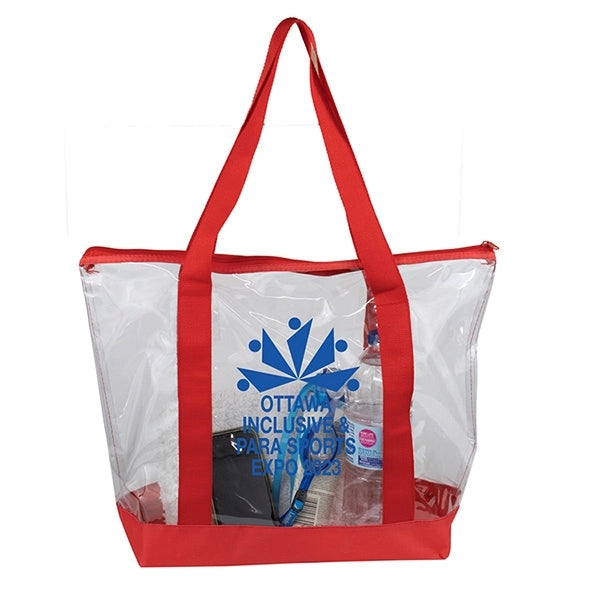 Gusset - "BONDI" Jumbo Clear Zippered Tote Bag