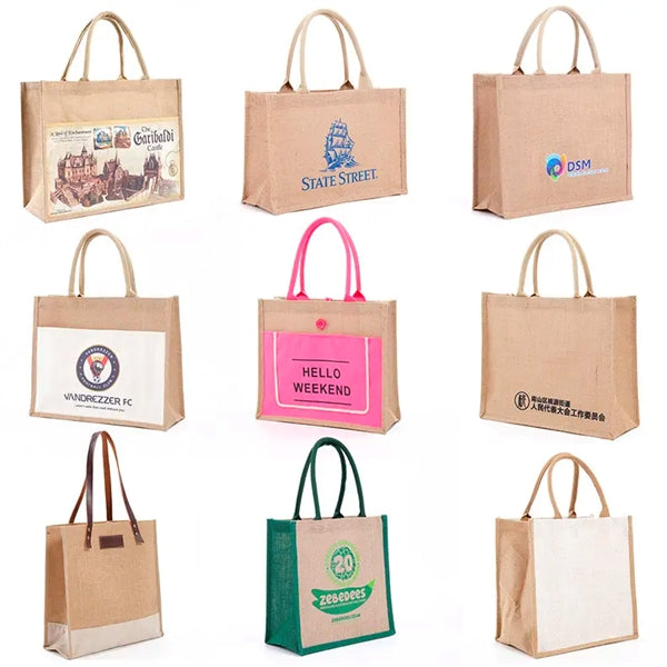 Jute/Burlap Tote Bags With Handles