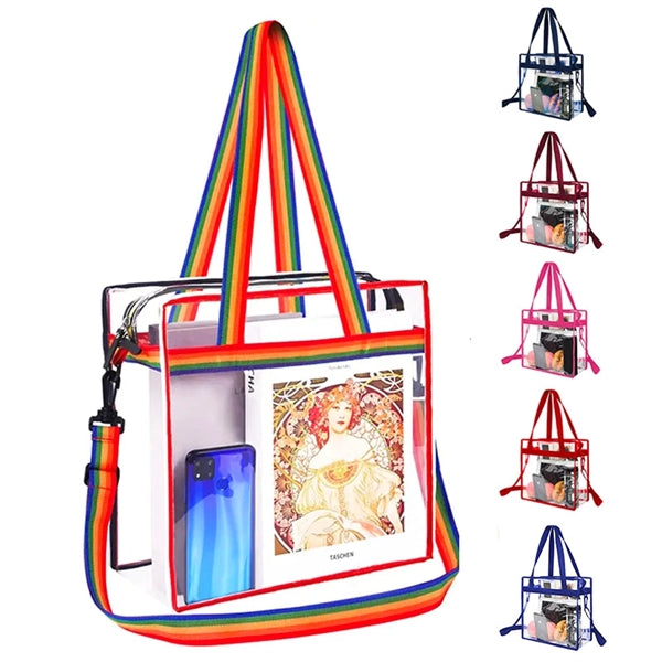 Clear PVC Tote Bag with Zipper & Adjustable Strap