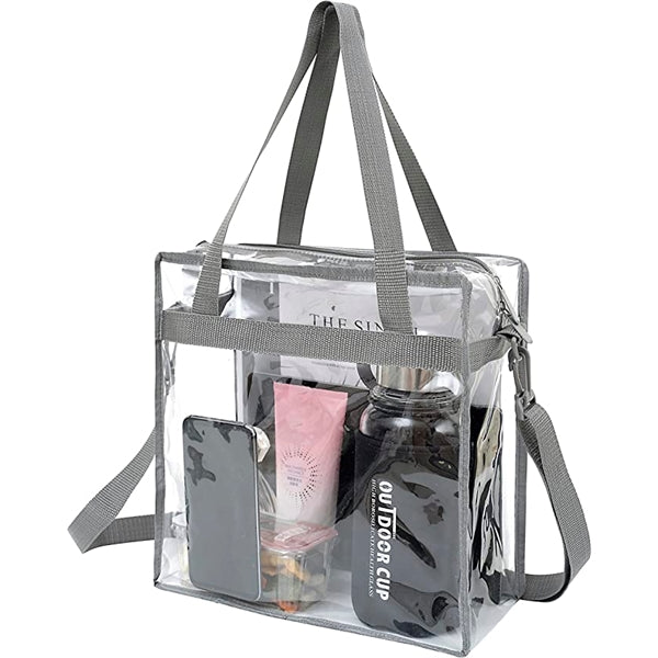 Clear PVC Tote Bag with Zipper & Adjustable Strap
