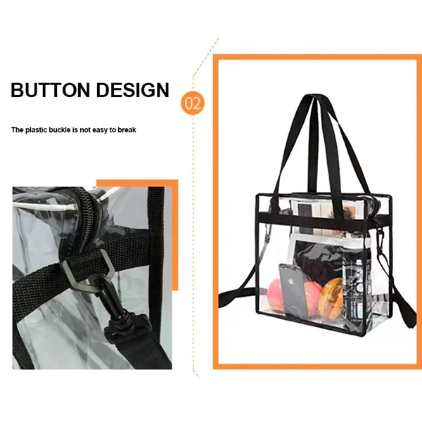 Clear PVC Tote Bag with Zipper & Adjustable Strap
