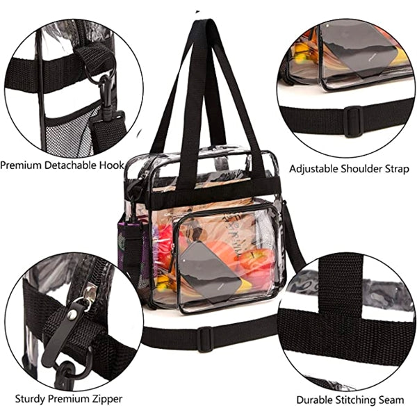 Clear PVC Tote Bag with Zipper & Adjustable Strap