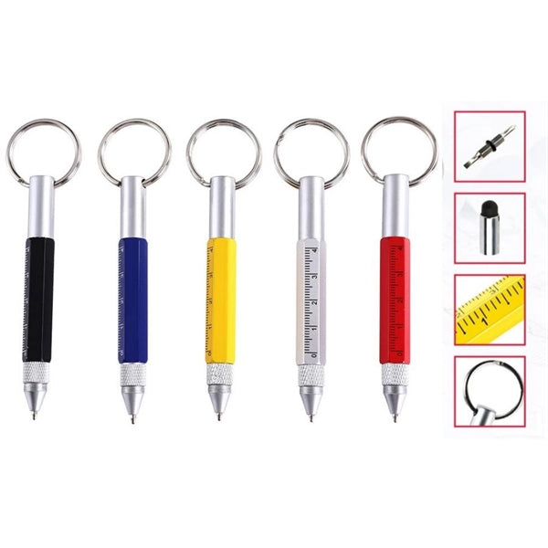 6 in 1 Multifunction Ballpoint Pen with Keychain